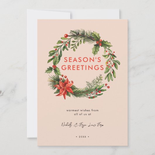 Zakelijke kerst feestelijke krans feestdagenkaart (Voorkant)