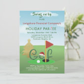 Zakelijke Kerst Golf Thema Feest Par-Tee  Kaart (Staand voorkant)