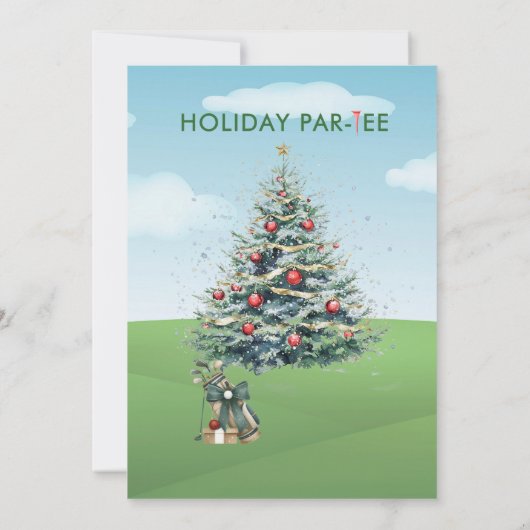 Zakelijke Kerst Golf Thema Feest Par-Tee  Kaart (Achterkant)