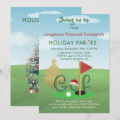 Zakelijke Kerst Golf Thema Feest Par-Tee  Kaart (Voorkant / Achterkant)