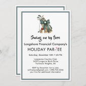 Zakelijke Kerst Golf Theme Party Par-T-shirt Kaart (Voorkant / Achterkant)