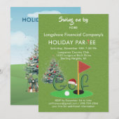 Zakelijke Kerst Golf Theme Party Par-T-shirt Kaart (Voorkant / Achterkant)