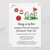 Zakelijke Kerst Golf Theme Party Par-T-shirt Kaart (Voorkant / Achterkant)