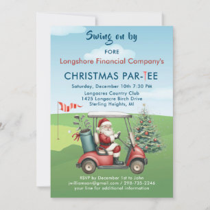 Zakelijke Kerst Golf Theme Party Par-T-shirt Kaart
