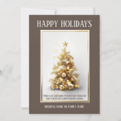 Zakelijke kerst gouden kerstboom foto qr feestdagenkaart (Voorkant)