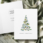 Zakelijke Kerst Kaarten met Logo Botanische Boom<br><div class="desc">Verhoog uw vakantie outreach met deze gepersonaliseerde kerstkaarten, perfect voor het maken van een blijvende indruk op klanten en collega's. Dit ontwerp van Victoria Grigaliunas van Do Tell A Belle, met uw zakelijke logo naast een handgeschilderde kerstboom die is gemaakt met goudgele en groene botanische waterverf, biedt een verfijnde, kunstzinnige...</div>