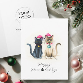 Zakelijke kerst Kaarten met Logo Cat Lover