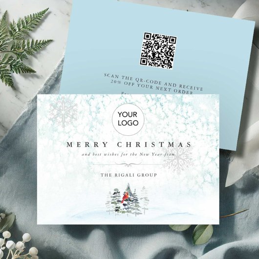 Zakelijke kerst Kaarten met Logo & QR-code