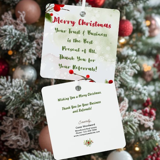 Zakelijke kerst | Klant bedanken voor verwijzing Metalen Ornament