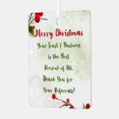 Zakelijke kerst | Klant bedanken voor verwijzing Metalen Ornament (Voorkant links)