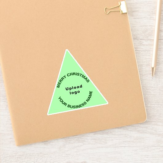 Zakelijke Kerst Licht Groen Driehoek Vinyl Sticker (Notitieboek)