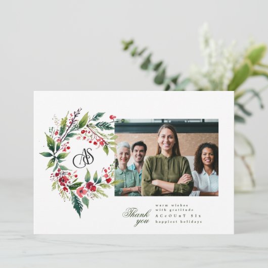 Zakelijke kerst Logo krans foto Feestdagenkaart (Staand voorkant)