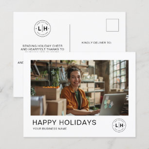 Zakelijke Kerst Minimaal Foto Logo Feestdagenkaart