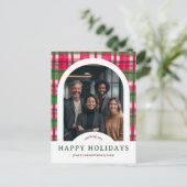 Zakelijke Kerst Plaid Aangepaste Boog FOTO Briefkaart (Staand voorkant)