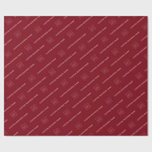 Zakelijke Kerst Rode Custom Bedrijfsnaam & Logo Cadeaupapier (Vlak)