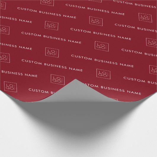 Zakelijke Kerst Rode Custom Bedrijfsnaam & Logo Cadeaupapier (Hoek)