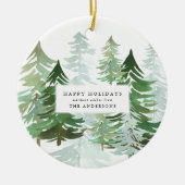 Zakelijke Kerst waterverf bos foto Keramisch Ornament (Voorkant)