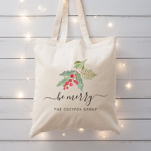 Zakelijke Kerst Waterverf Groen Tote Bag