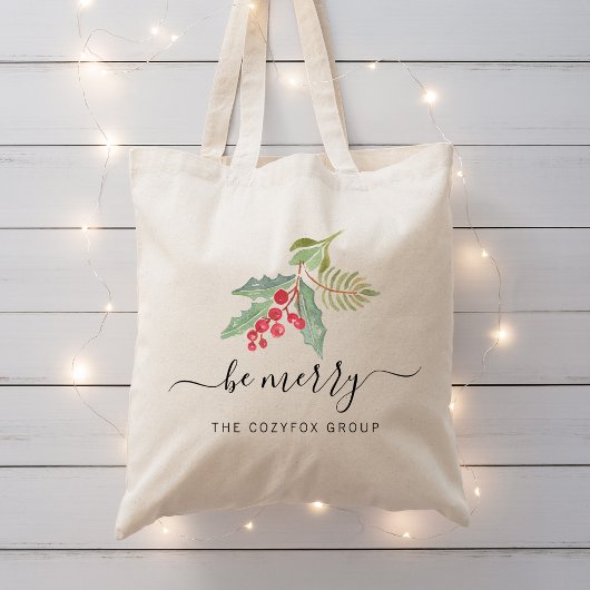 Zakelijke Kerst Waterverf Groenelementen Tote Bag