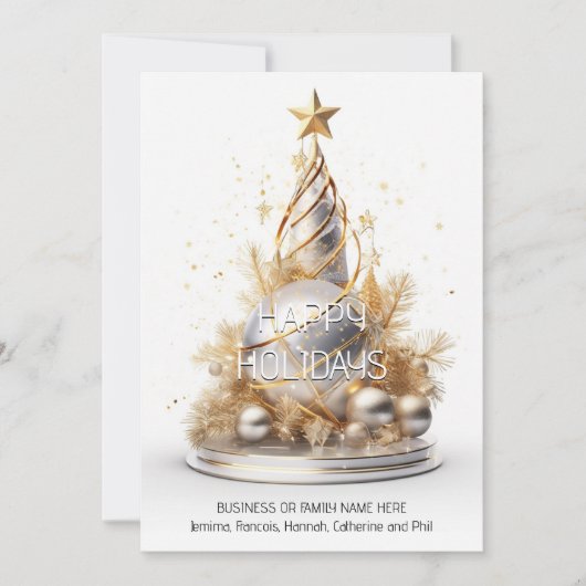 Zakelijke kerst witte goudboom qr code logo feestdagenkaart (Voorkant)