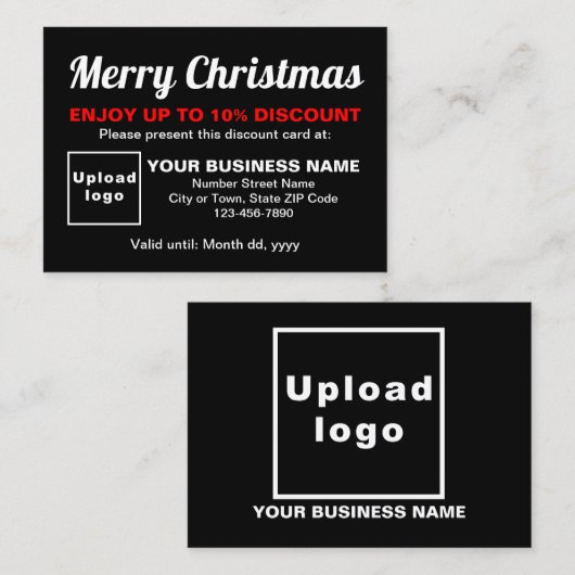 Zakelijke kerst Zwart Korting Kaart (Voorkant / Achterkant)