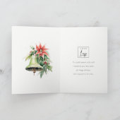 Zakelijke kerstbel Poinsettia Corporate Logo Feestdagen Kaart (Binnen)