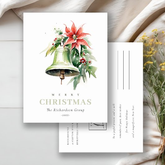 Zakelijke kerstbel Poinsettia Corporate Logo Feestdagenkaart