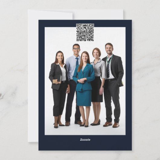 Zakelijke kerstboom geschenken dorp sneeuw logo feestdagenkaart (Achterkant)