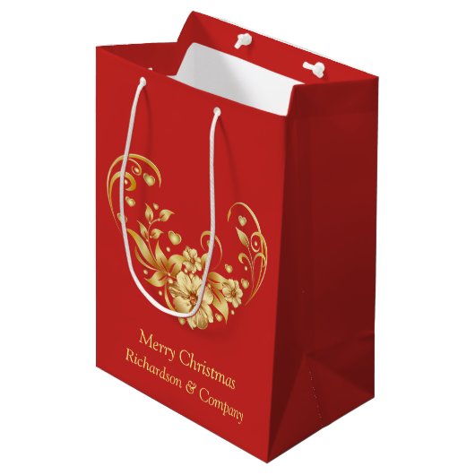 Zakelijke Kerstfeest Medium Gift Bag Medium Cadeauzakje (Voorkant Gekanteld)