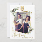 Zakelijke kerstfoto geometrisch goud modern feestdagenkaart (Voorkant)