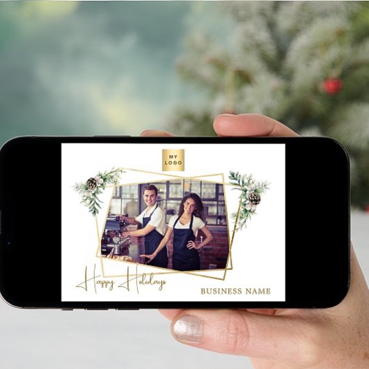 Zakelijke kerstfoto geometrisch goud modern feestdagenkaart