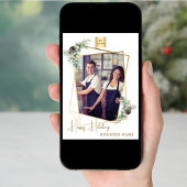 Zakelijke kerstfoto geometrisch goud modern feestdagenkaart