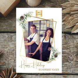 Zakelijke kerstfoto geometrisch goud modern feestdagenkaart