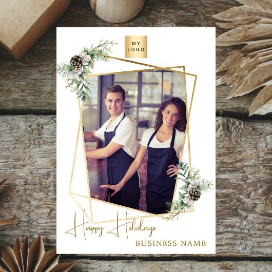 Zakelijke kerstfoto geometrisch goud modern feestdagenkaart