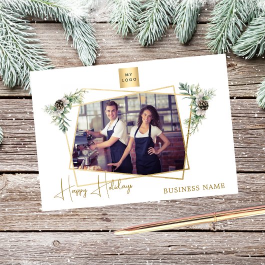 Zakelijke kerstfoto geometrisch goud modern feestdagenkaart