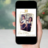 Zakelijke kerstfoto geometrisch gouden logo feestdagenkaart