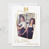 Zakelijke kerstfoto geometrisch gouden logo feestdagenkaart (Voorkant)