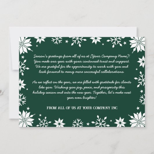 Zakelijke kerstfoto van het bedrijf feestdagenkaart (Achterkant)