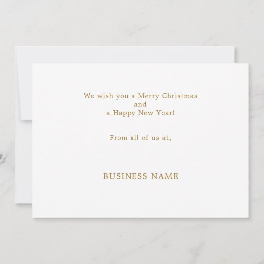 Zakelijke kerstfoto wit goud logo feestdagenkaart (Achterkant)