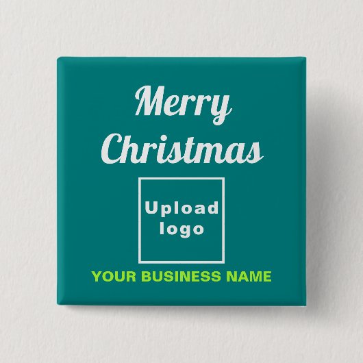 Zakelijke kerstgroet op Blauwgroen Groen Plein Vierkante Button 5,1 Cm (Voorkant)