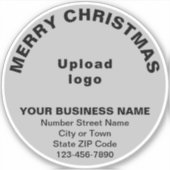 Zakelijke kerstgroet op grijs rond vinyl sticker (Voorkant)