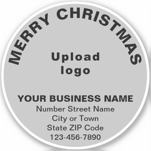 Zakelijke kerstgroet op grijs rond vinyl sticker (Voorkant)