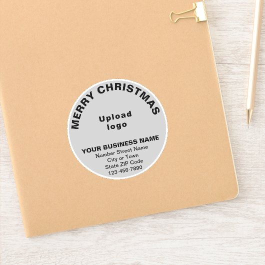 Zakelijke kerstgroet op grijs rond vinyl sticker (Notitieboek)