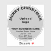 Zakelijke kerstgroet op grijs rond vinyl sticker (Vel)