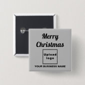 Zakelijke kerstgroet op grijze vierkante Button (Voorkant /achterkant)