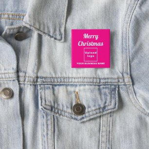 Zakelijke kerstgroet op roze vierkante Button