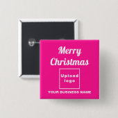 Zakelijke kerstgroet op roze vierkante Button (Voorkant /achterkant)