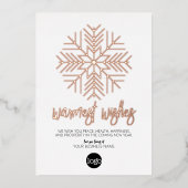 Zakelijke kerstgroet Wit - Warme Sneeuwvlok Rose G Folie Feestdagenkaart (Voorkant)