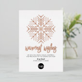 Zakelijke kerstgroet Wit - Warme Sneeuwvlok Rose G Folie Feestdagenkaart (Staand Voorkant)