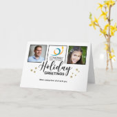 Zakelijke kerstgroeten Wit 3 foto glitters Kaart (Gele Bloem)